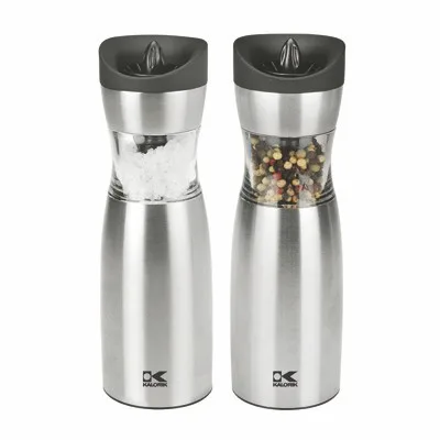 Easygrind Electric Gravity Salt And Pepper Grinder Set Stainless Steel