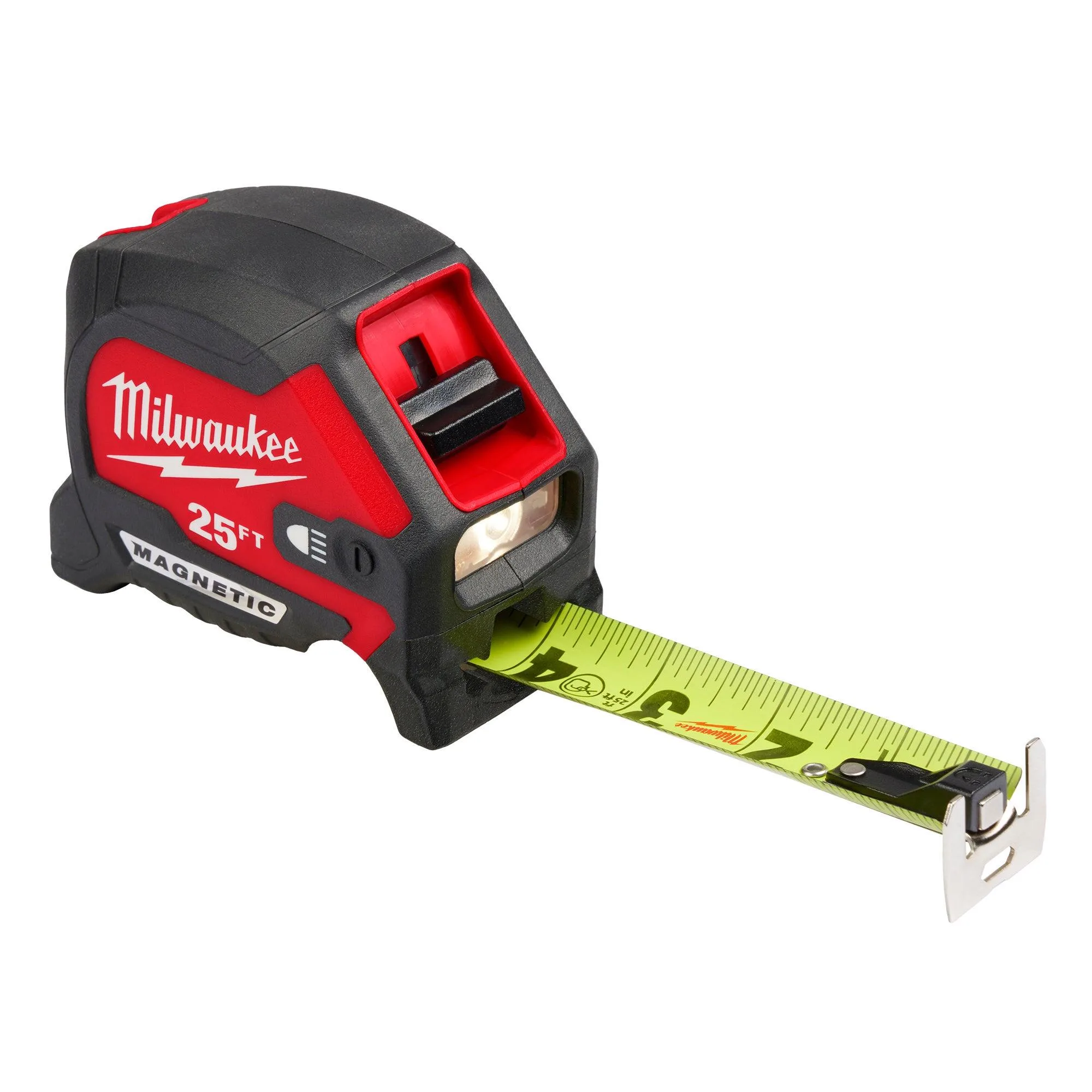 Milwaukee 25' Compact Wide Blade Magnetic Tape Measure W/ Rechargeable 100L Light