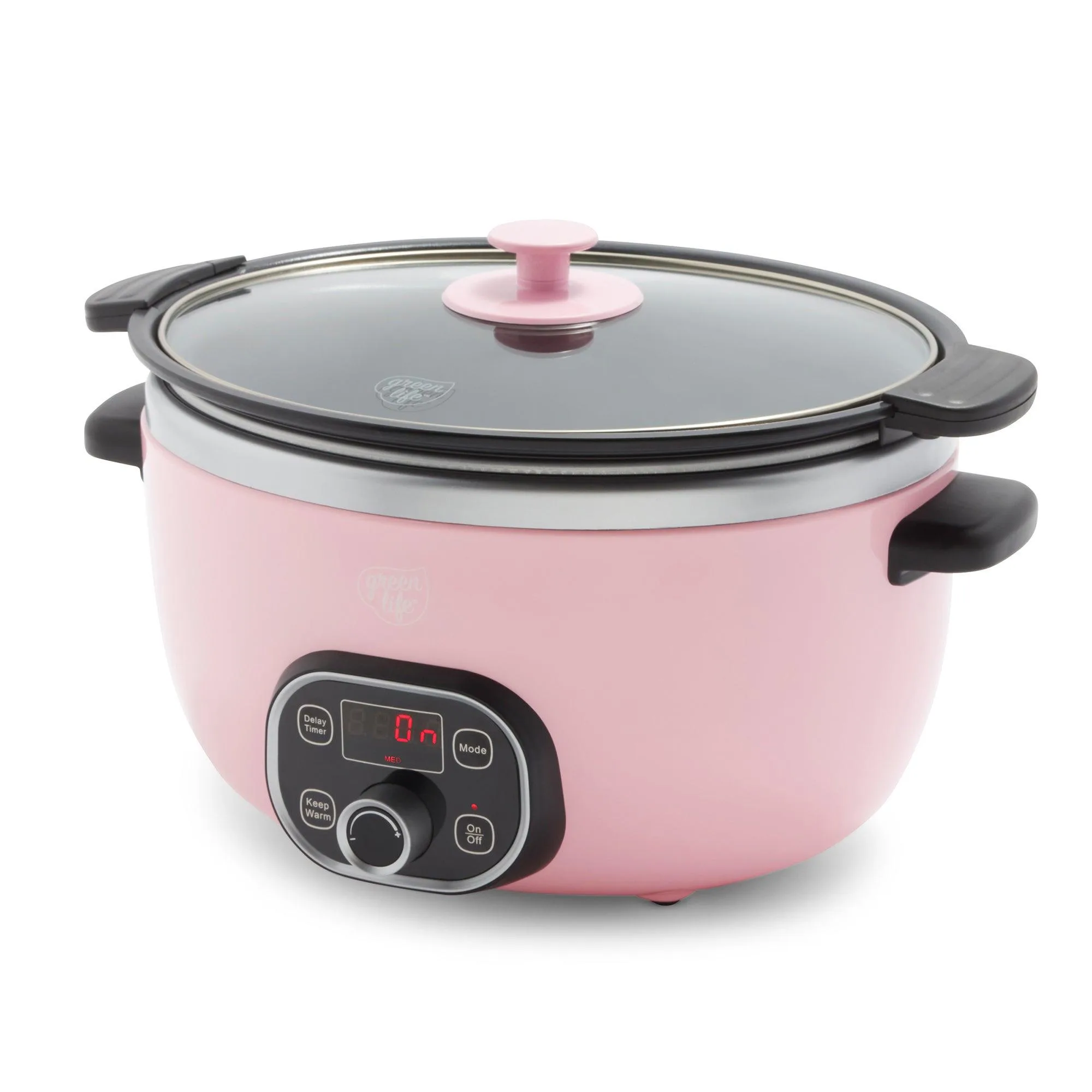GreenLife Healthy Cook Duo 6Qt Nonstick Slow Cooker Pink