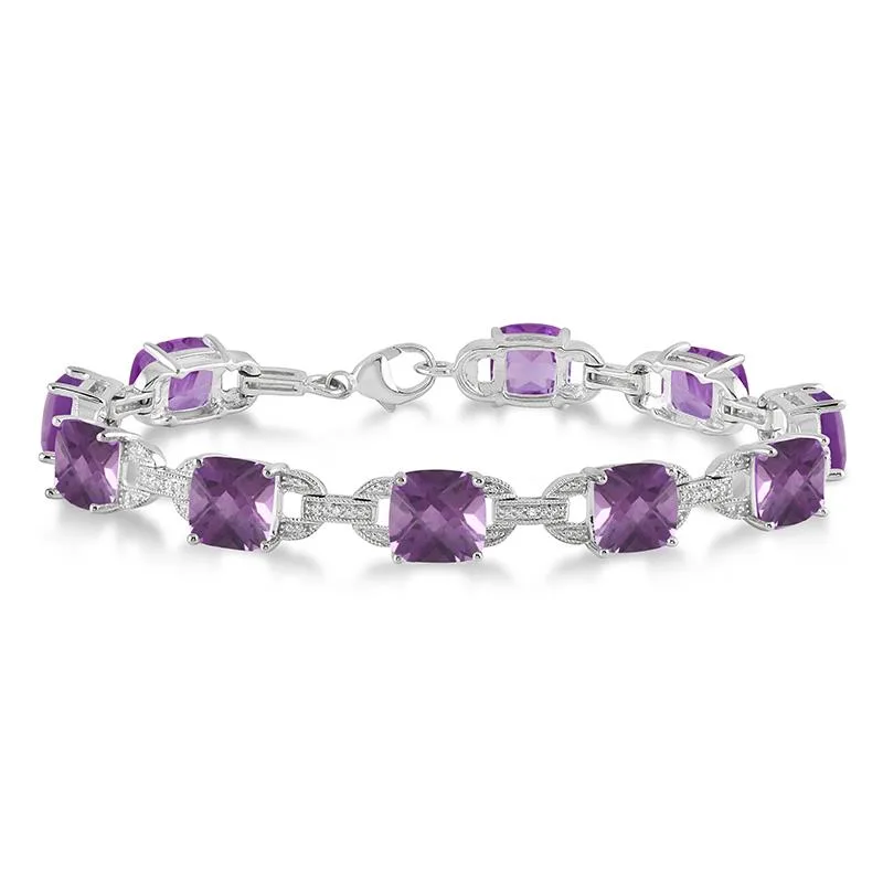 Jilco Inc Amethyst & Diamond Bracelet