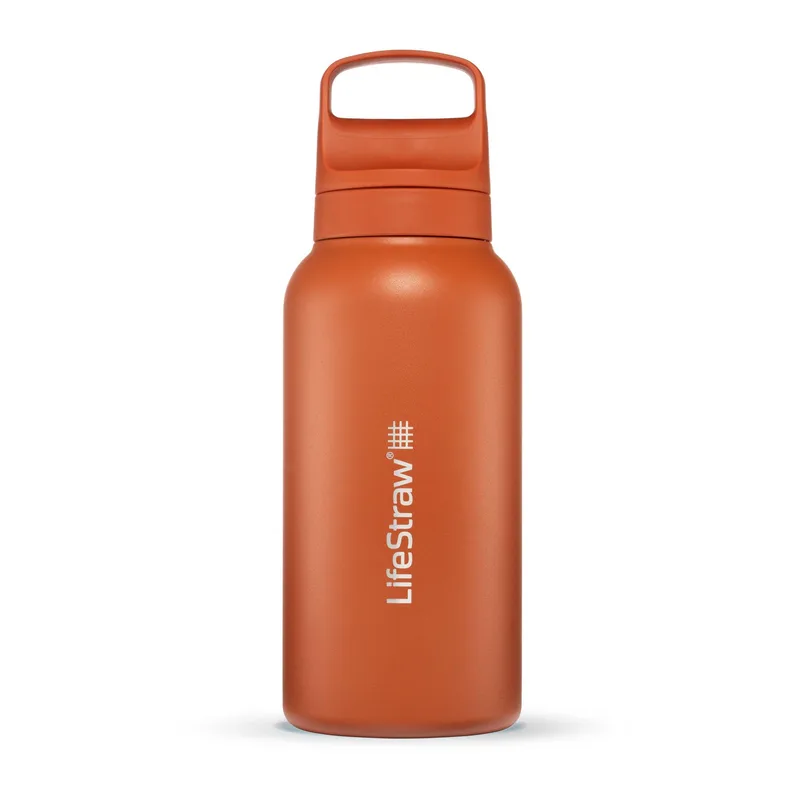 Lifestraw Go 1L Stainless Steel Filtered Water Bottle Kyoto Orange