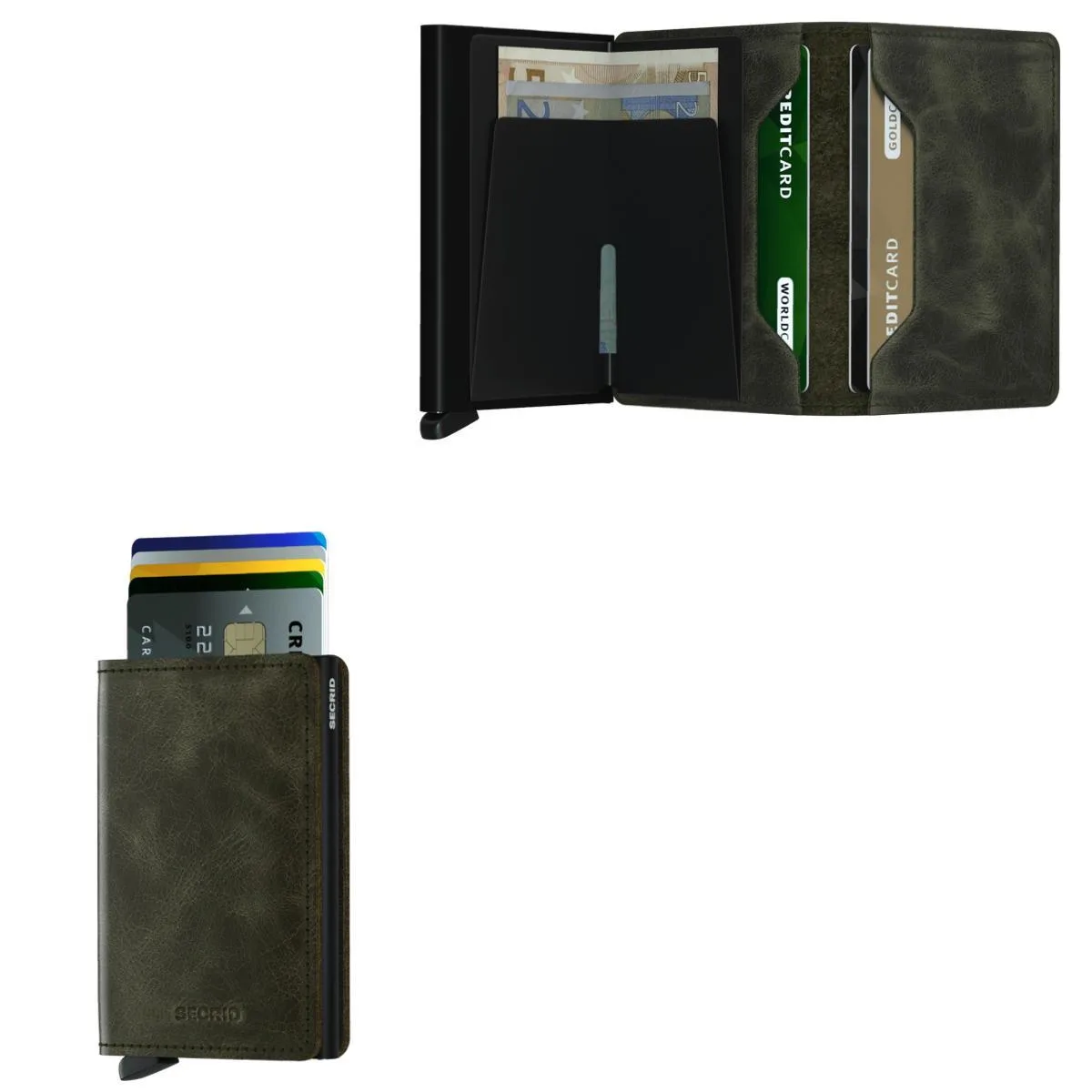 Secrid Slimwallet Vintage Leather - Olive/Black