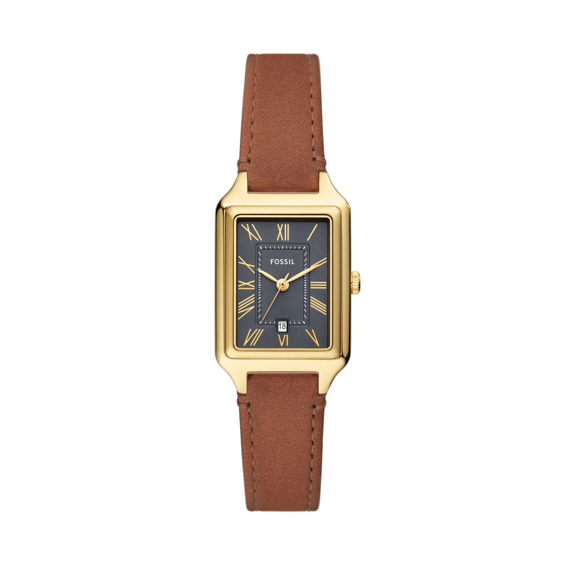 Fossil Women's Raquel Three-Hand Date Medium Brown Leather Watch