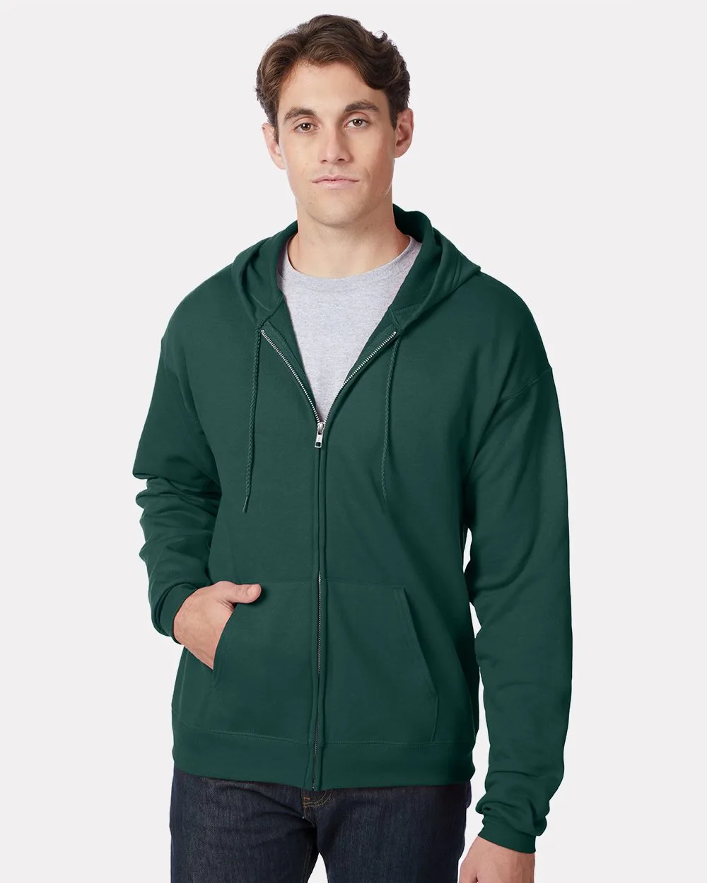 Hanes® Unisex EcoSmart® Full-Zip Hooded Sweatshirt view 2