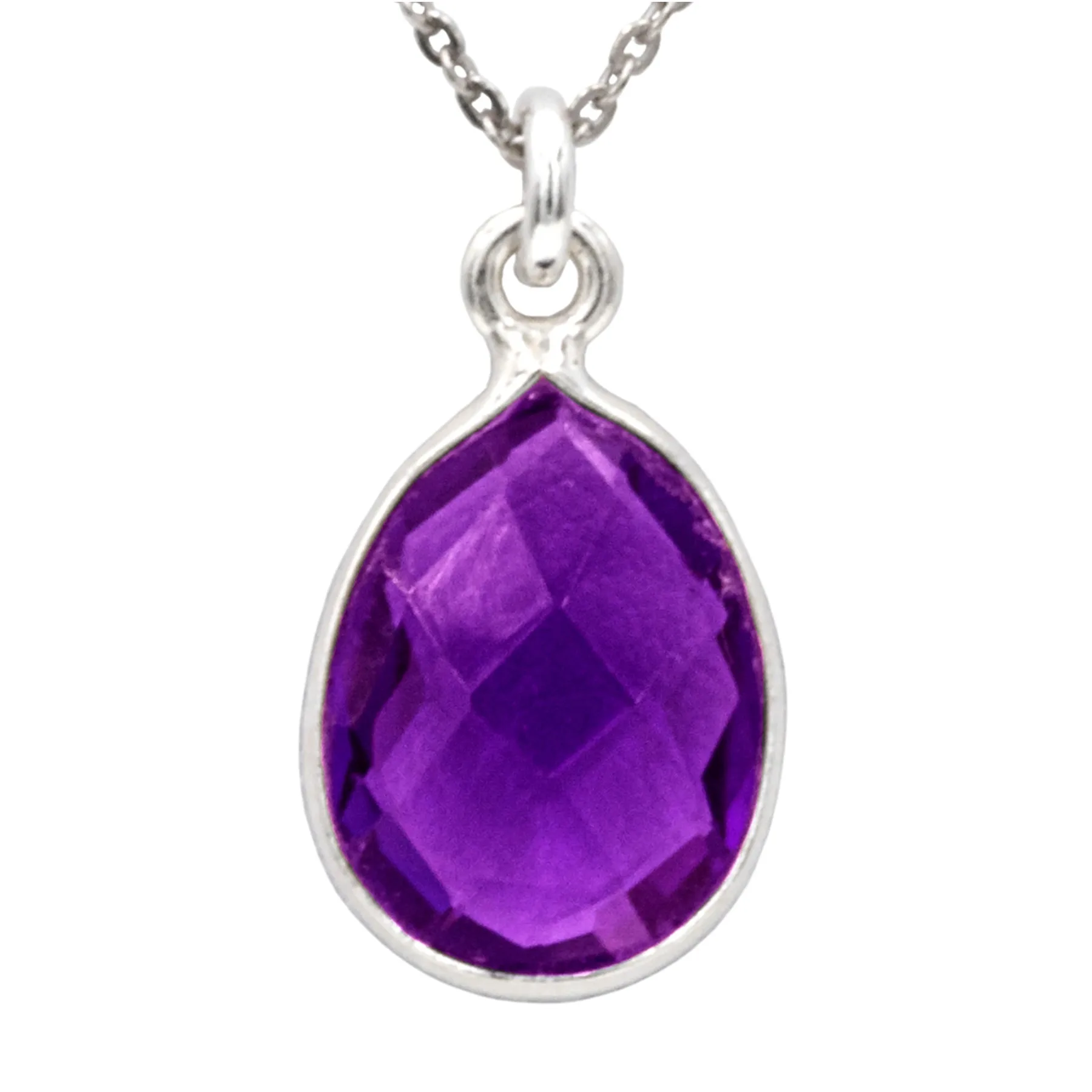 Antwerp Sterling Silver Teardrop Amethyst Necklace