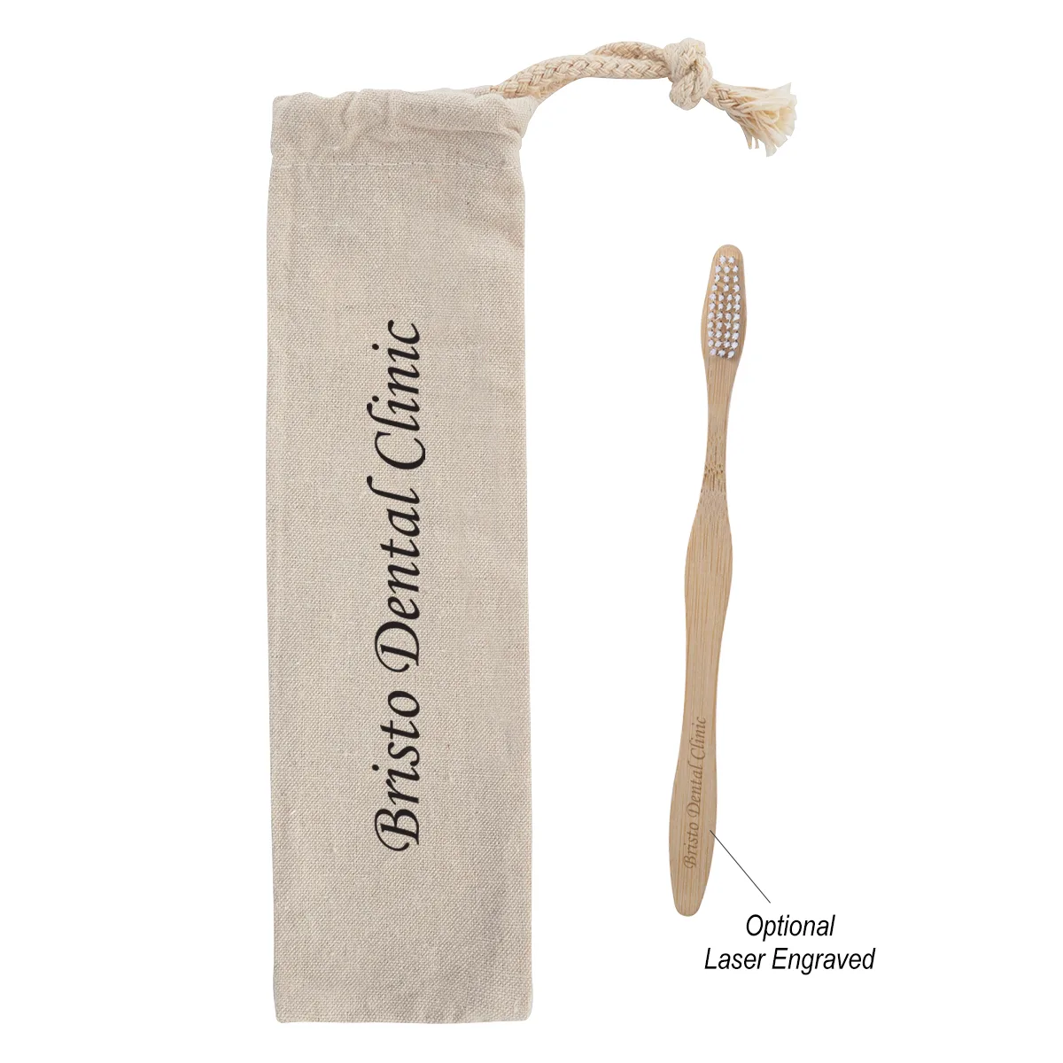 Bamboo Toothbrush In Cotton Pouch view 2