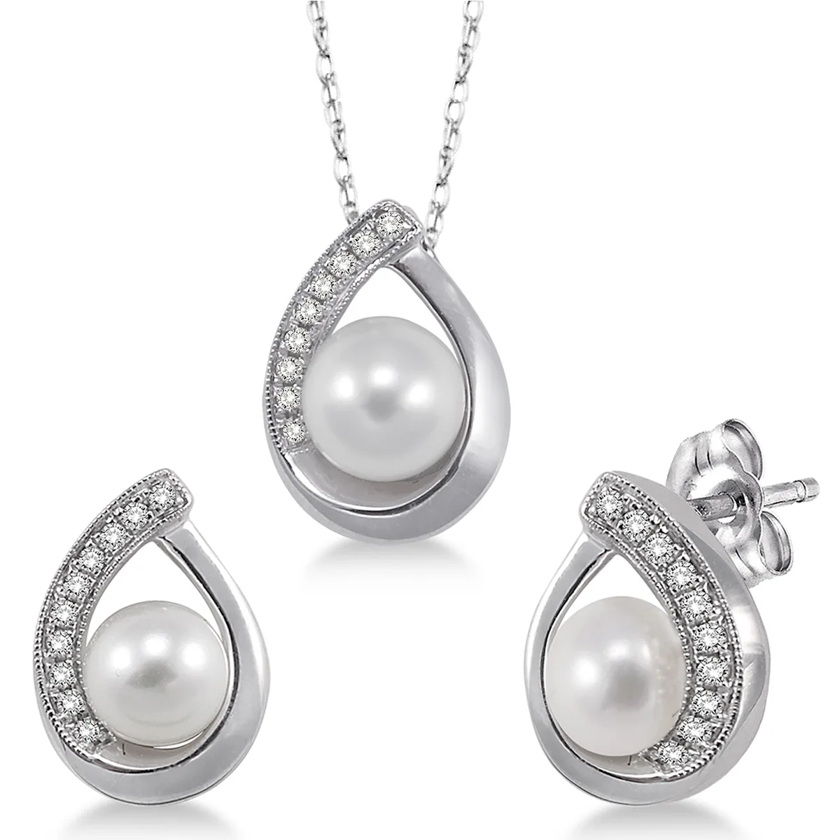Jilco Inc Pearl Earring & Necklace Set - White