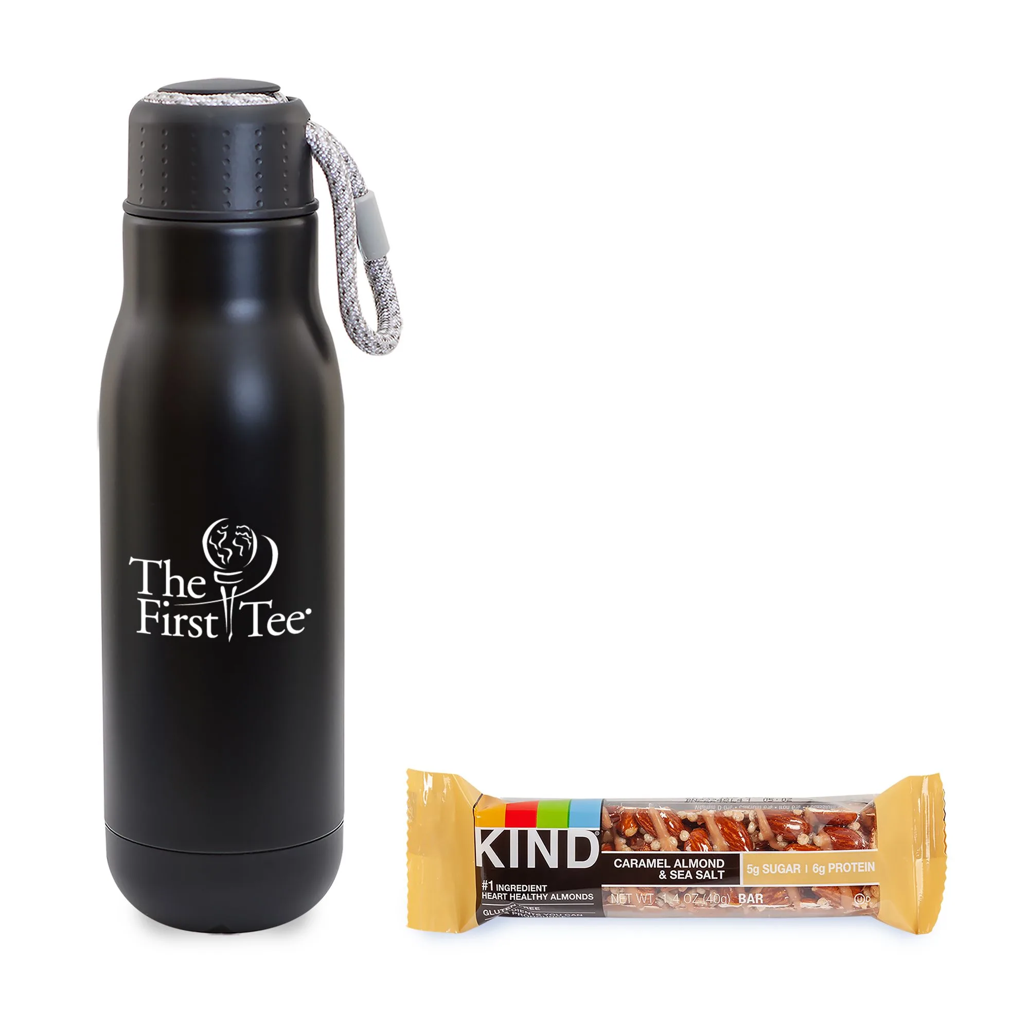 On the Go Sip n' Snack w/16 Oz. Matte Stainless Steel Insulated Bottle & KIND Bar view 4