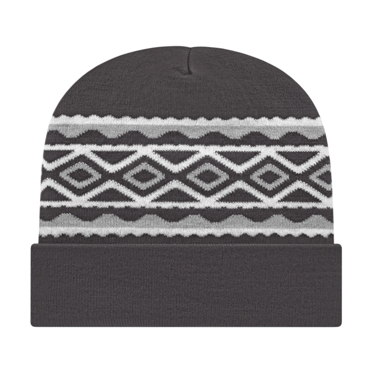 Diamond Pattern Knit Cap with Cuff view 2