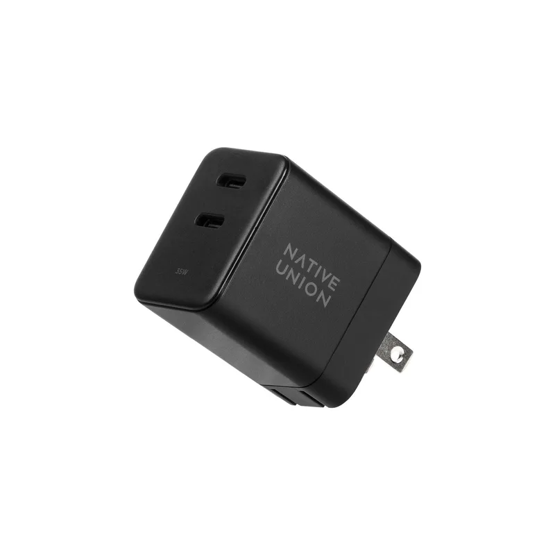 Native Union Fast GaN PD 35W Black Charger w/2 USB-C Ports
