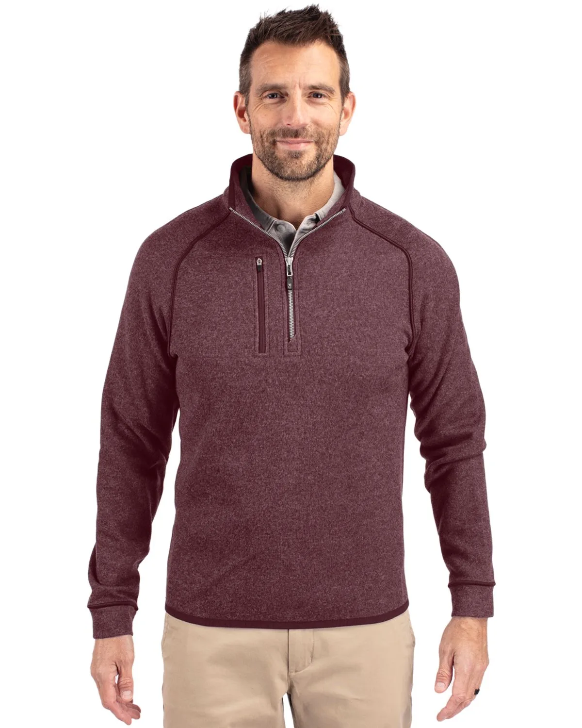 Cutter & Buck Mainsail Sweater-Knit Mens Half Zip Pullover Jacket