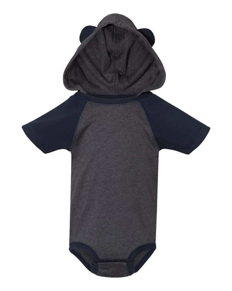 Rabbit Skins Fine Jersey Infant Short Sleeve Raglan Bodysuit w/Hood & Ears view 3