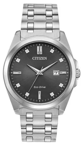 Citizen® Men's Eco-Drive® Corso Stainless Steel Watch w/Gray Dial