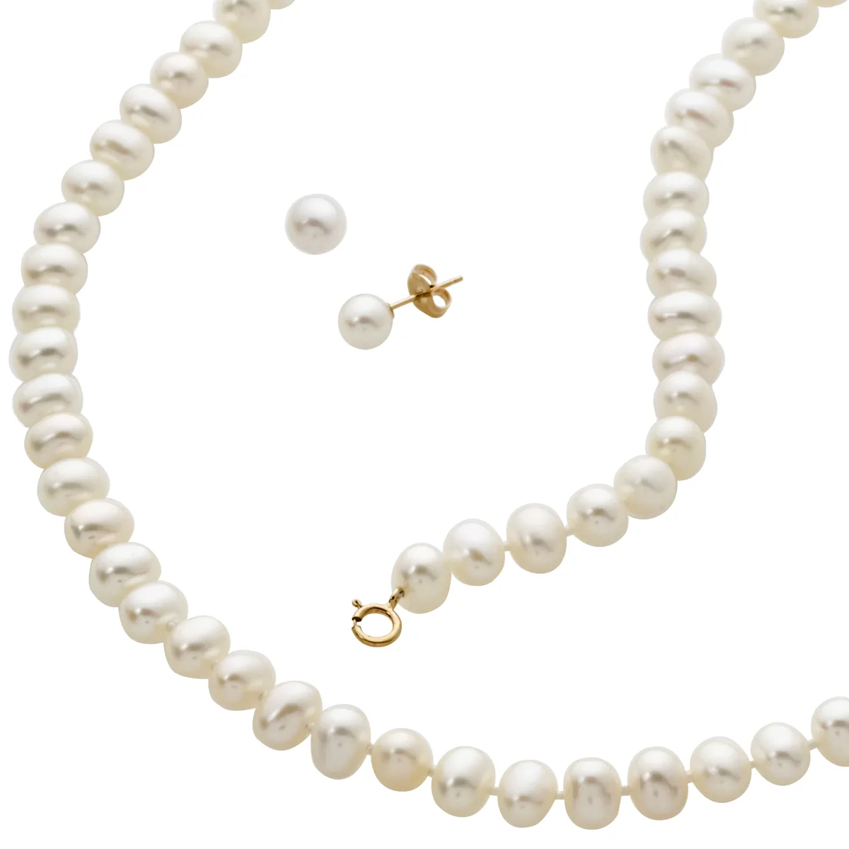 Jilco Inc Pearl Bracelet, Earring & Necklace Set - Yellow Gold