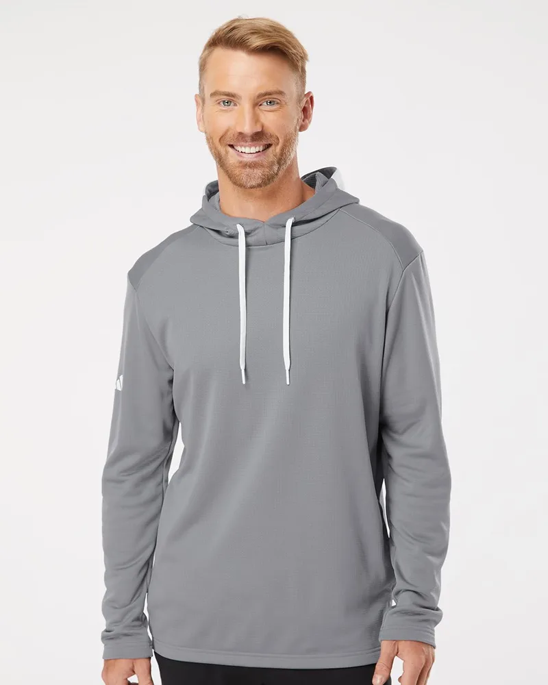 Adidas® Men's Textured Mixed Media Midweight Hooded Sweatshirt view 2