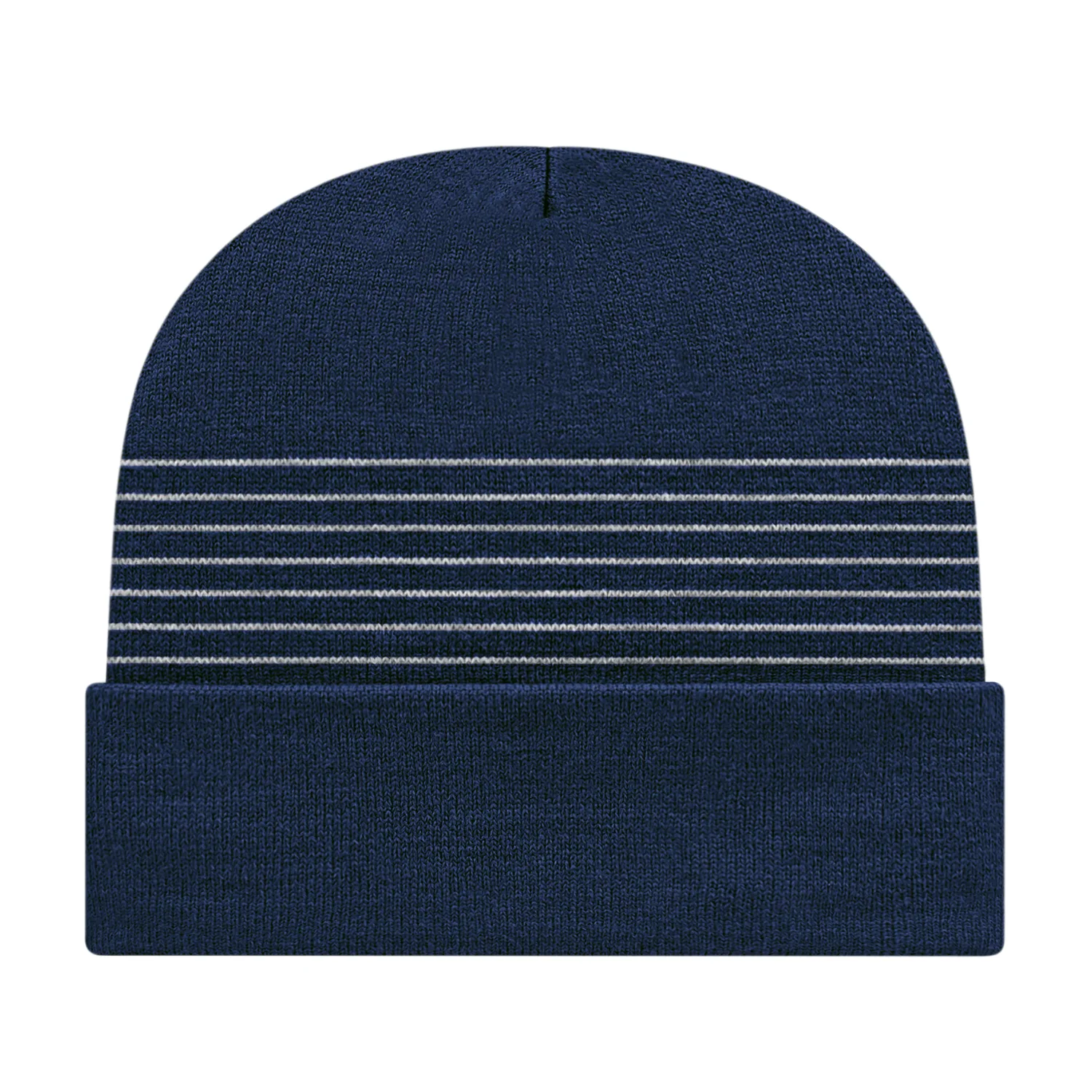 Thin Striped Knit Cap with Cuff view 2