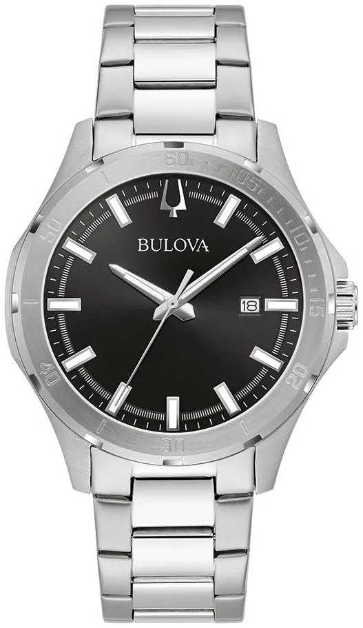 Bulova Watches Corporate Collection Men's Silvertone Stainless Steel Watch, Black Dial