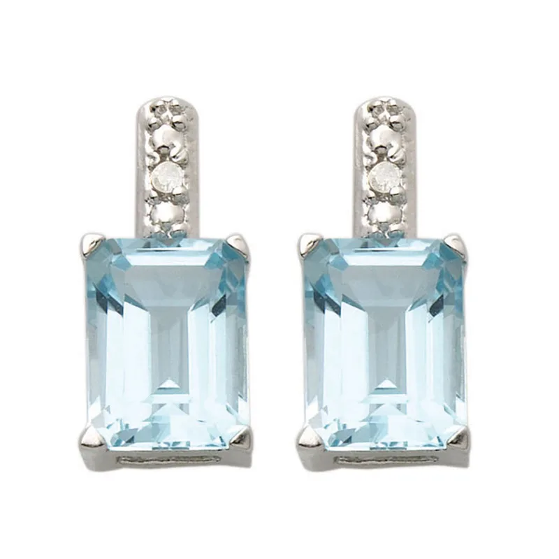 Jilco Inc Diamond & Blue Topaz Earrings