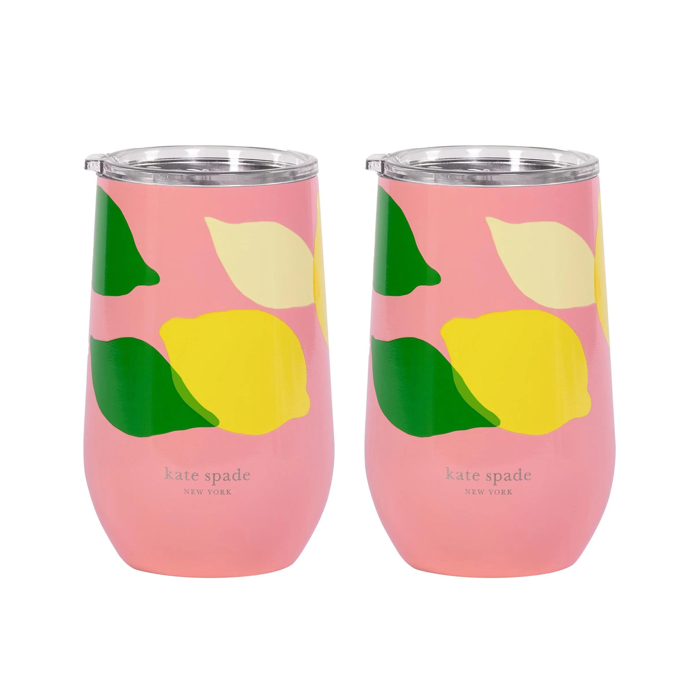 kate spade new york 16 Oz. Stemless Wine Tumbler - Lemon Toss, 2 Pack