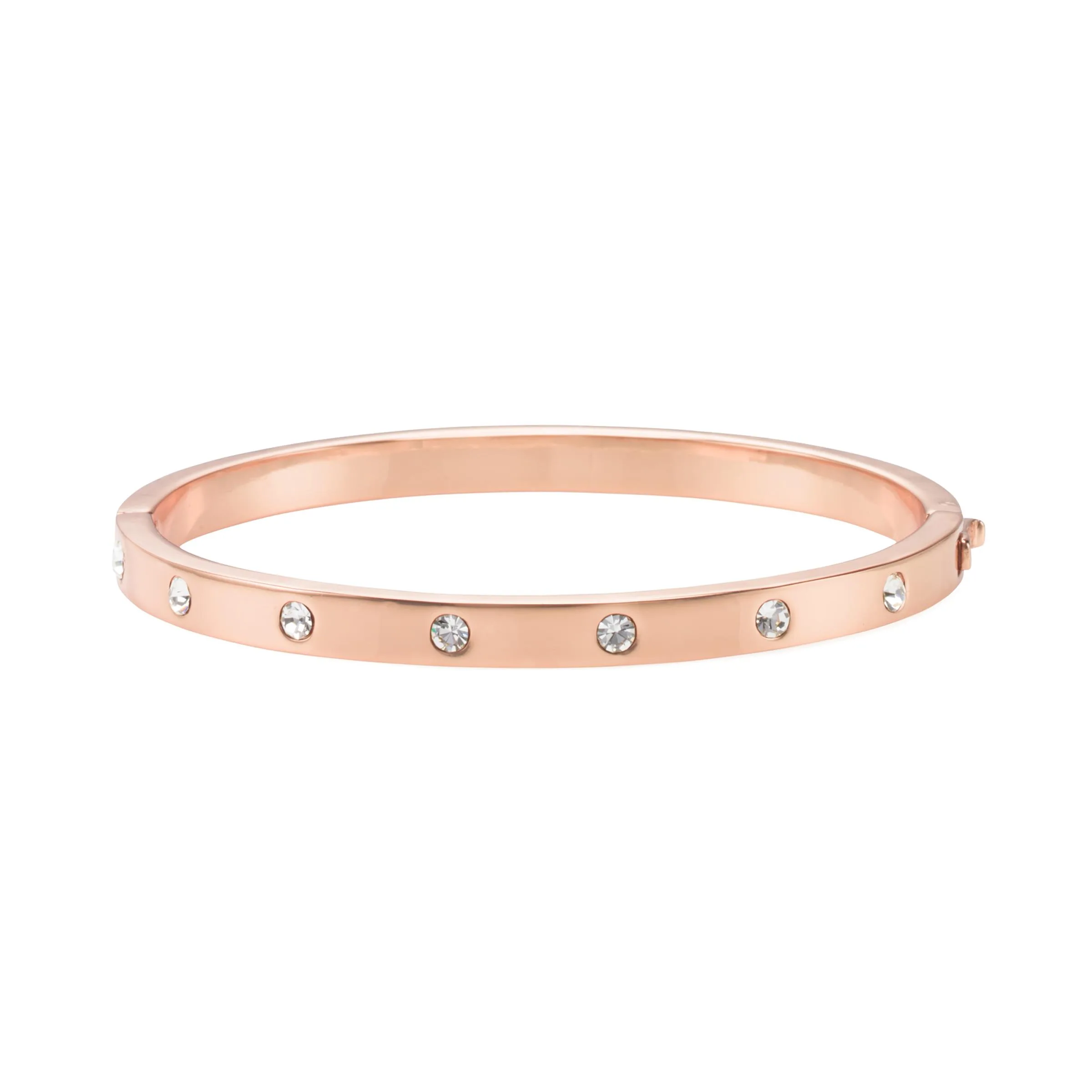 kate spade new york Set In Stone Metal Stone Hinged Bangle - Clear/Rose Gold