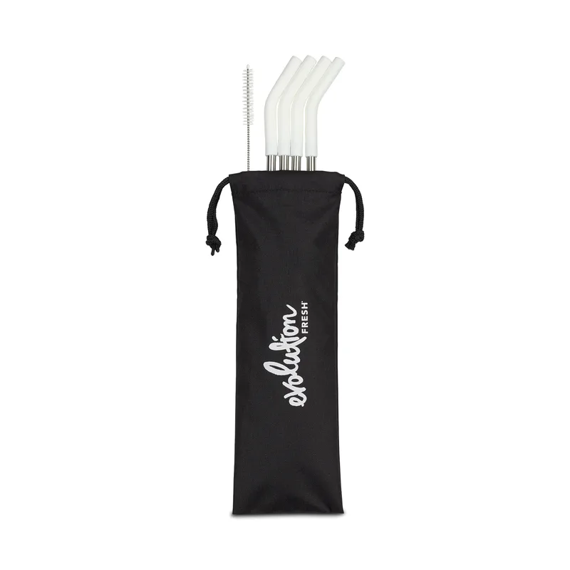 Aviana™ Poppy 4-Pack Stainless Straw Set - White