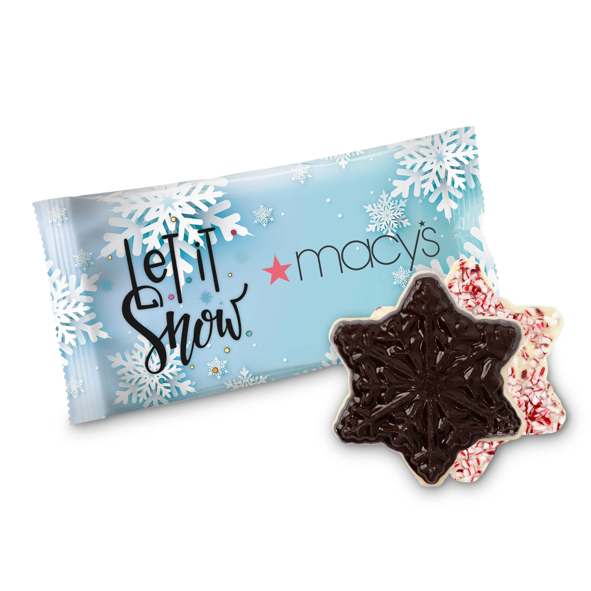 Individually Wrapped Peppermint Bark Snowflake Candy (Full Color)