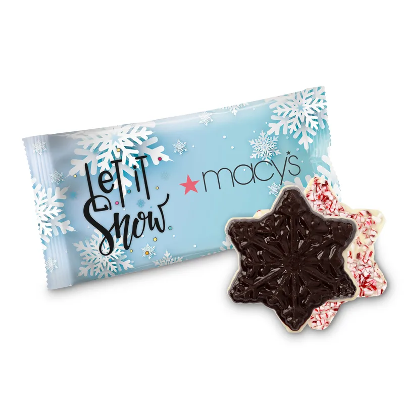Individually Wrapped Peppermint Bark Snowflake Candy (Full Color)