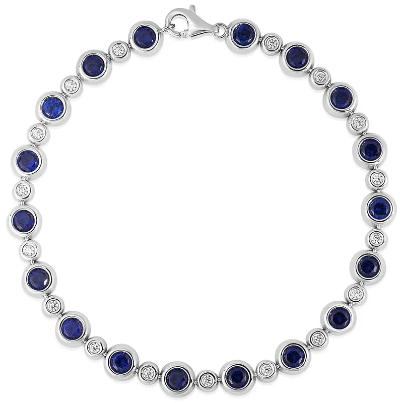 Jilco Inc Blue Sapphire And White Topaz Bracelet