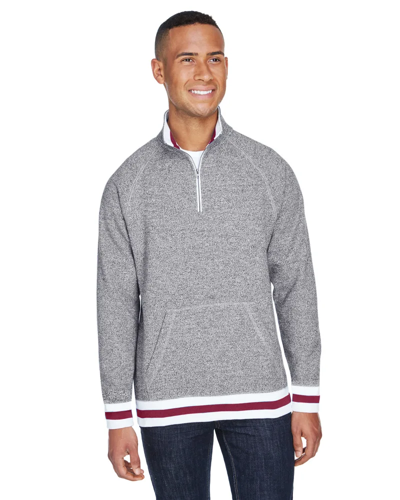 J AMERICA Adult Peppered Fleece Quarter-Zip view 4