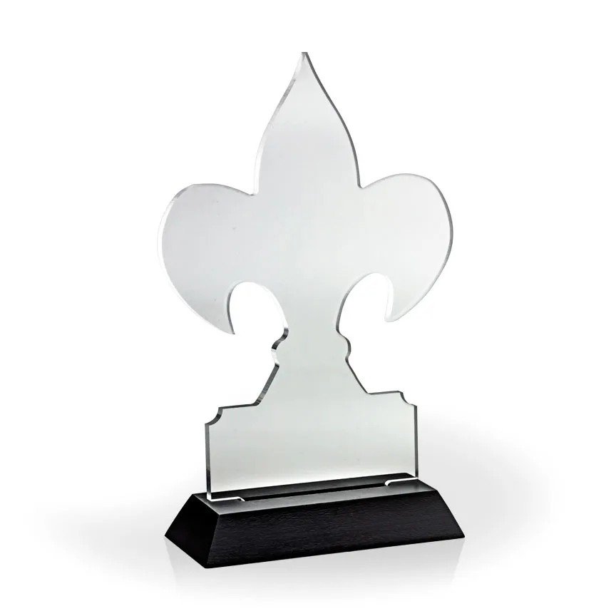 Fleur De Lis Award with Black Wood Base - Engraved view 2