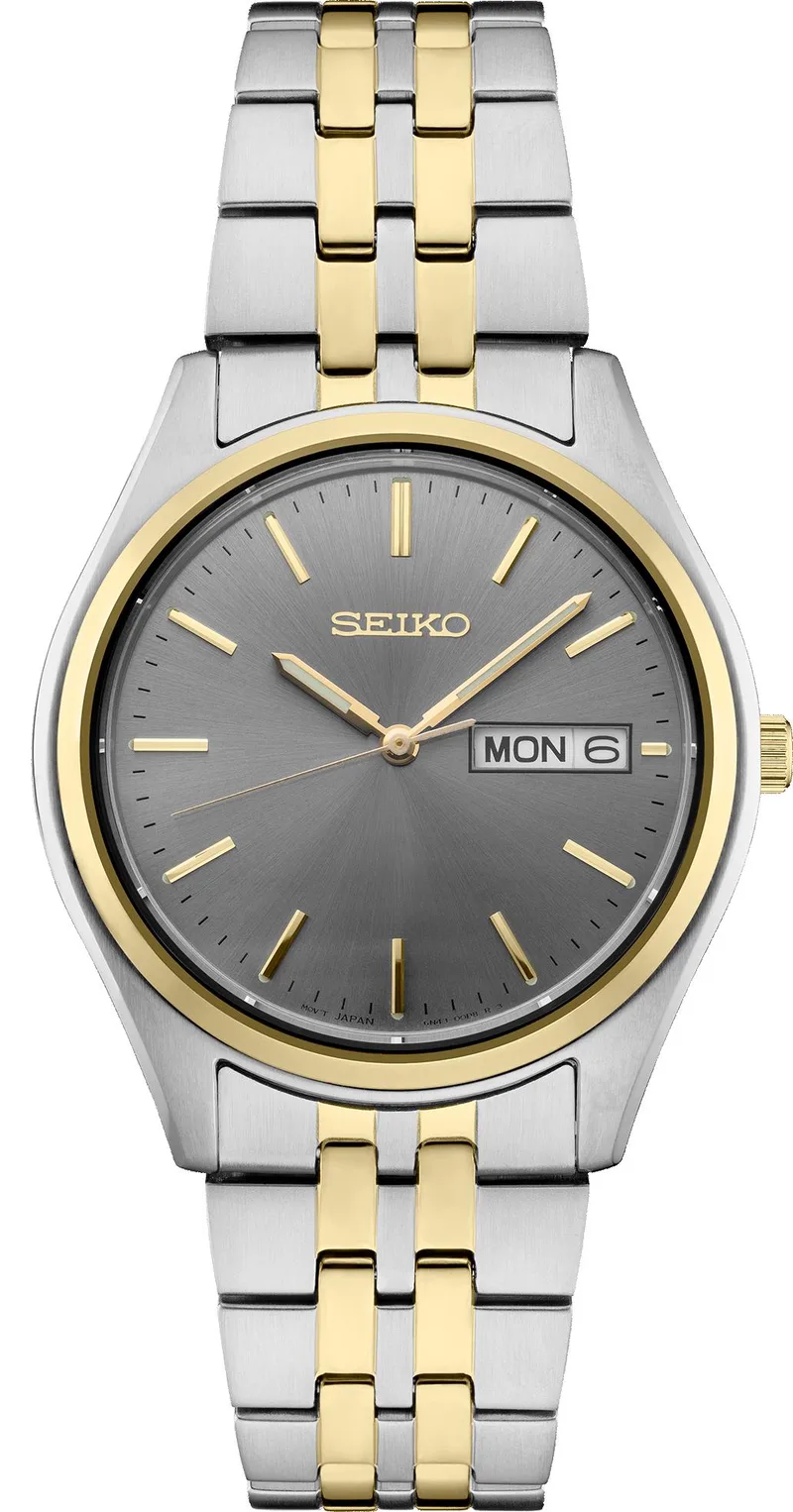 Seiko Watch Mens Two Tone Case Charcoal Dial
