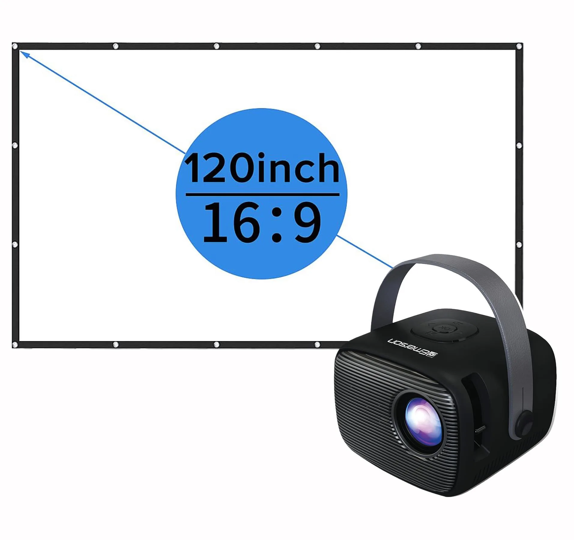 Emerson Home Theater Projector w/120" Screen