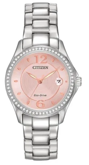 Citizen® Ladies' Silhouette Crystal Eco-Drive® Stainless Steel Watch w/Pink Dial