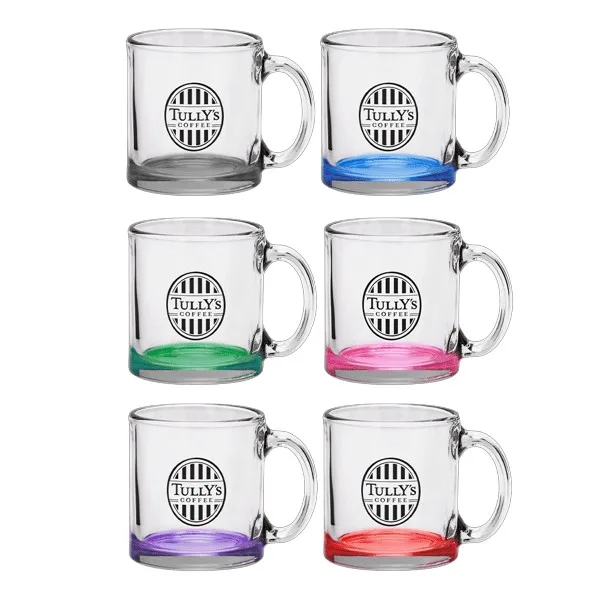 Red Eye 13 oz Libbey Clear Glass Coffee Mug with Color Bottom