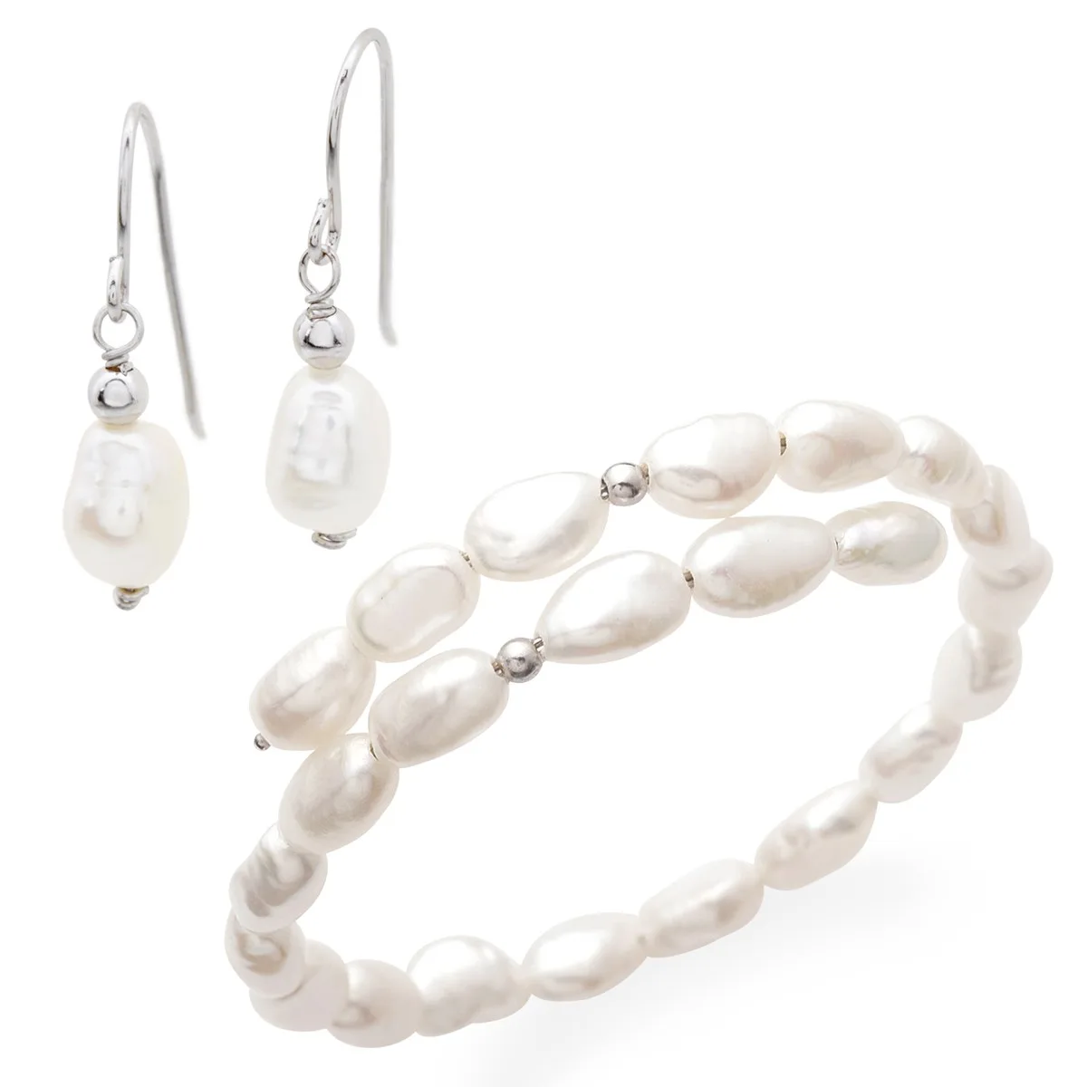Jilco Inc Pearl Earrings And Bracelet Set