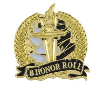 Bright Gold Academic B Honor Roll Lapel Pin (1-1/8")