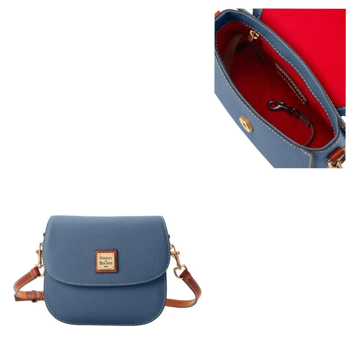 Dooney & Bourke Blue Pebble Grain Saddle Bag
