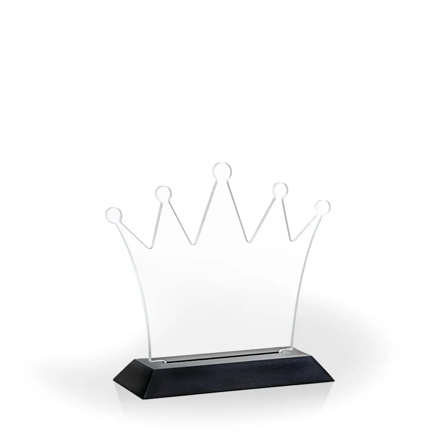 Crown Award with Black Wood Base, Large - Engraved view 2