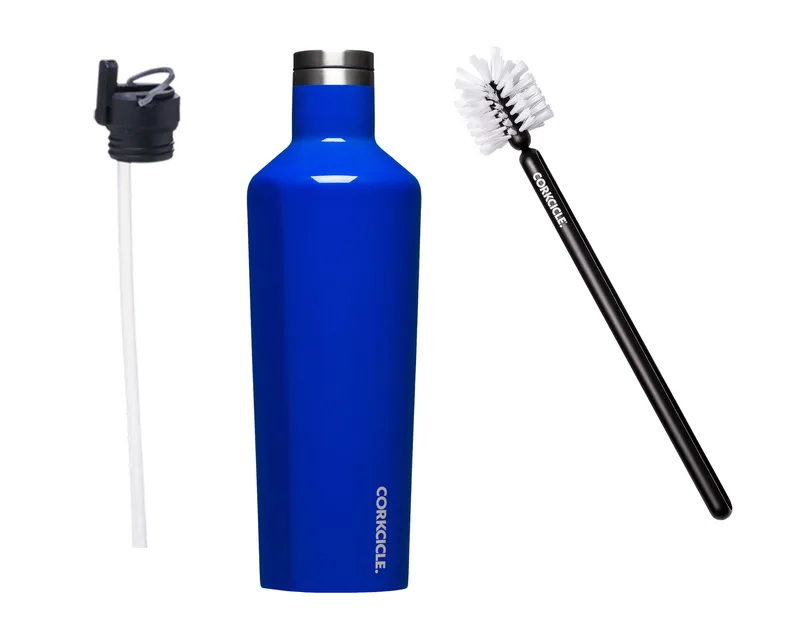 Corkcicle® 25 Oz. Canteen W/Bottle Brush & Canteen Cap W/Straw - Gloss Cobalt