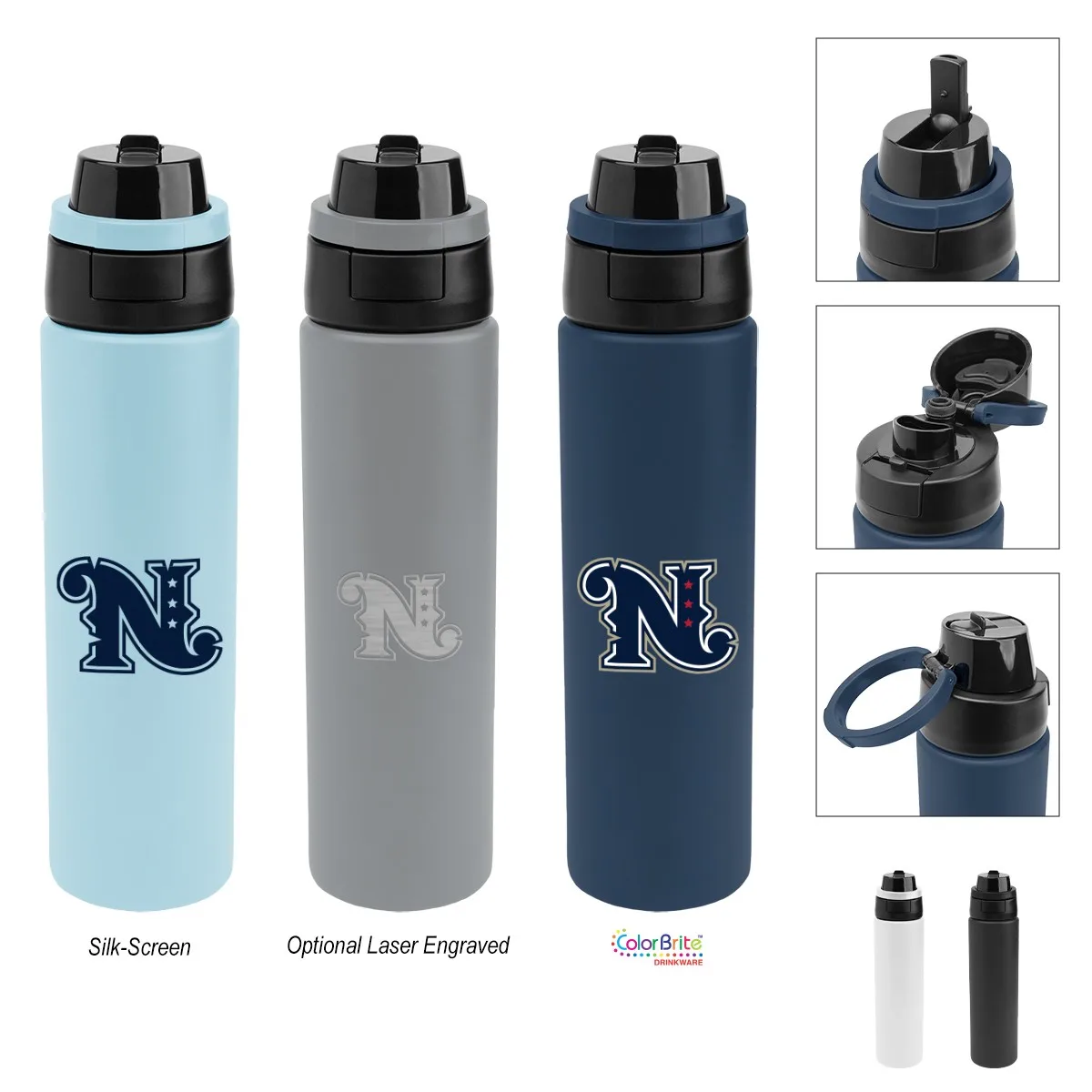 32 Oz. Pop Sip & Chug Recycled Single Wall Stainless Steel Bottle view 2