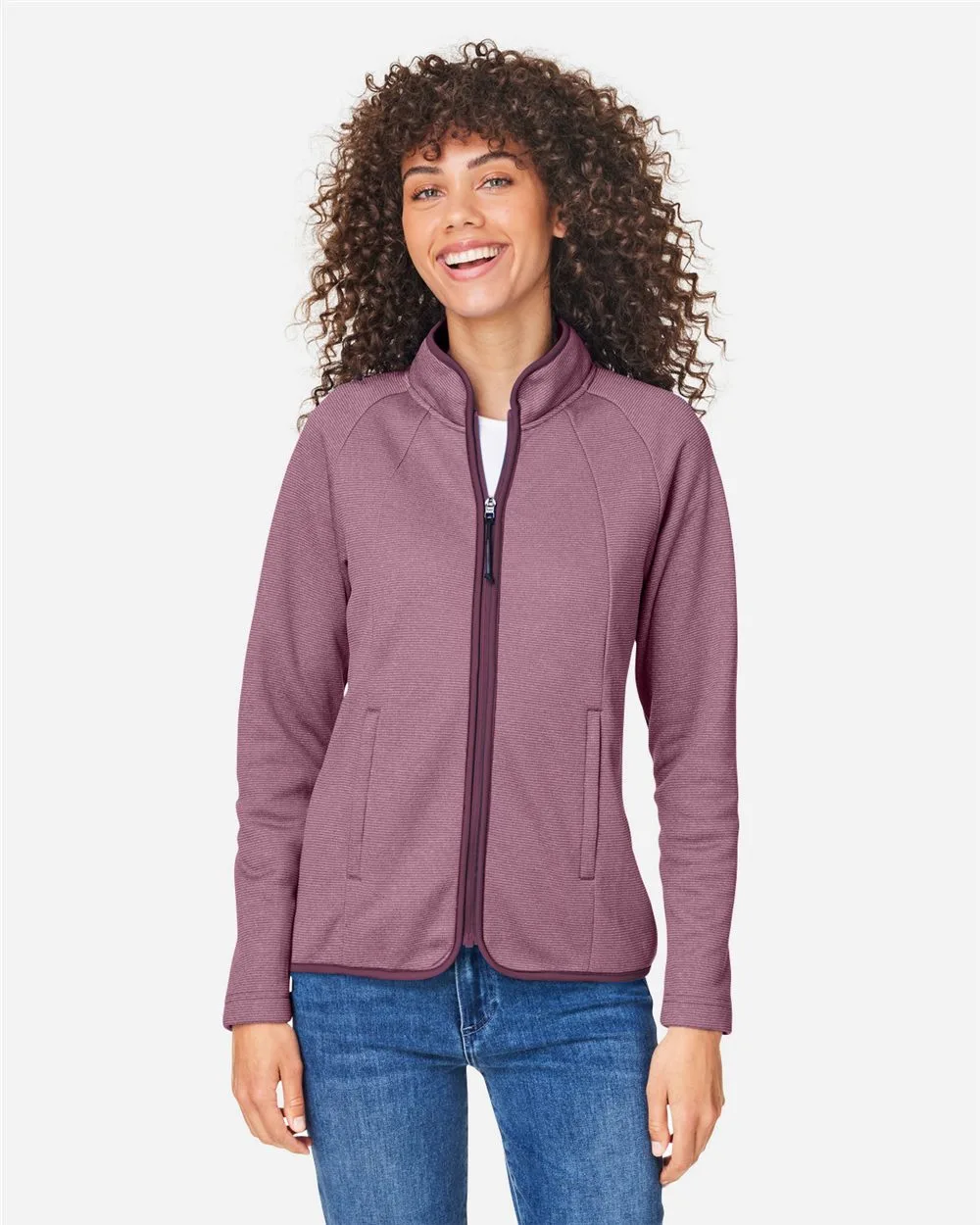 CORE365™ Women's Venture Heathered Stripe Full-Zip Jacket view 2