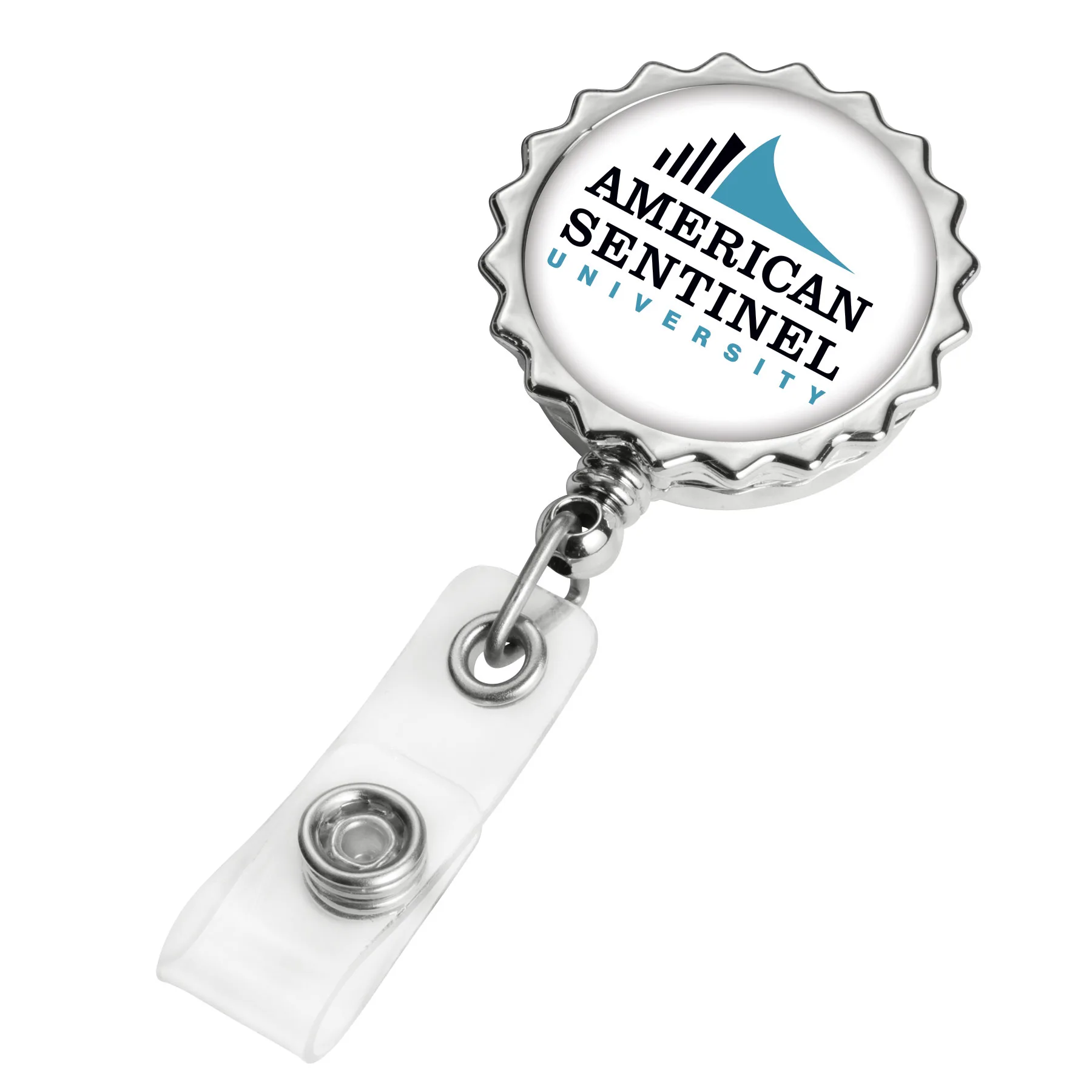 Chrome Bottle Cap Retractable Badge Reel