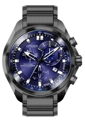 Citizen® Men's Sport Luxury Eco-Drive® Stainless Steel Bracelet Watch w/Blue Dial