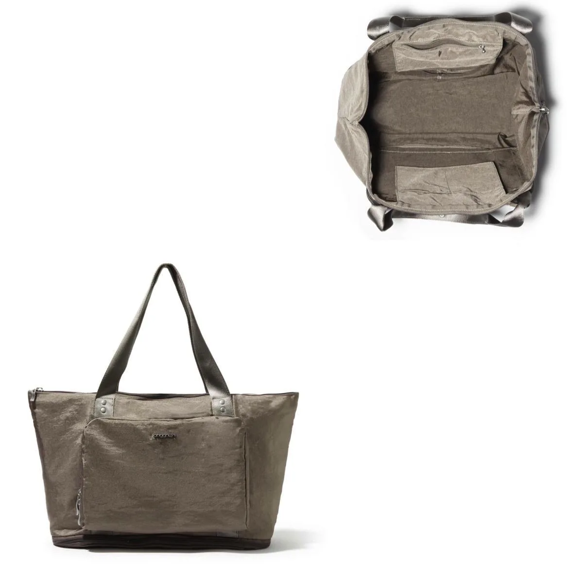 Baggallini Carryall Expandable Packable Tote Bag - Sterling Shimmer Gray