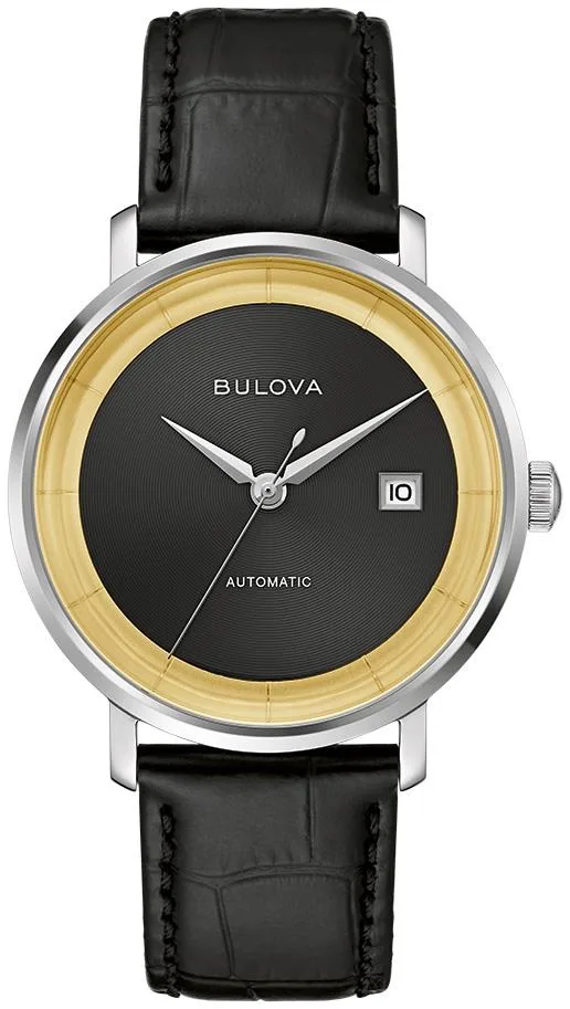 Bulova Watches Men's Frank Sinatra Rat Pack Leather Strap Watch Black Dial