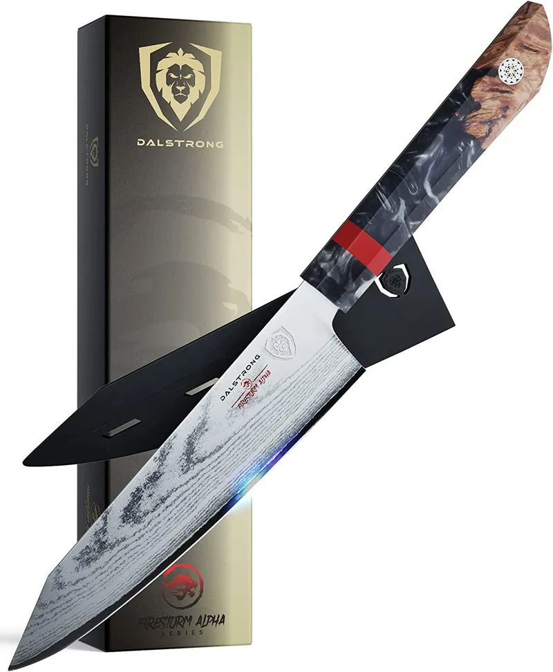 Dalstrong 8" Chef Knife - Firestorm Alpha Series - High Carbon Steel -Traditional Wa Handle - Sheath