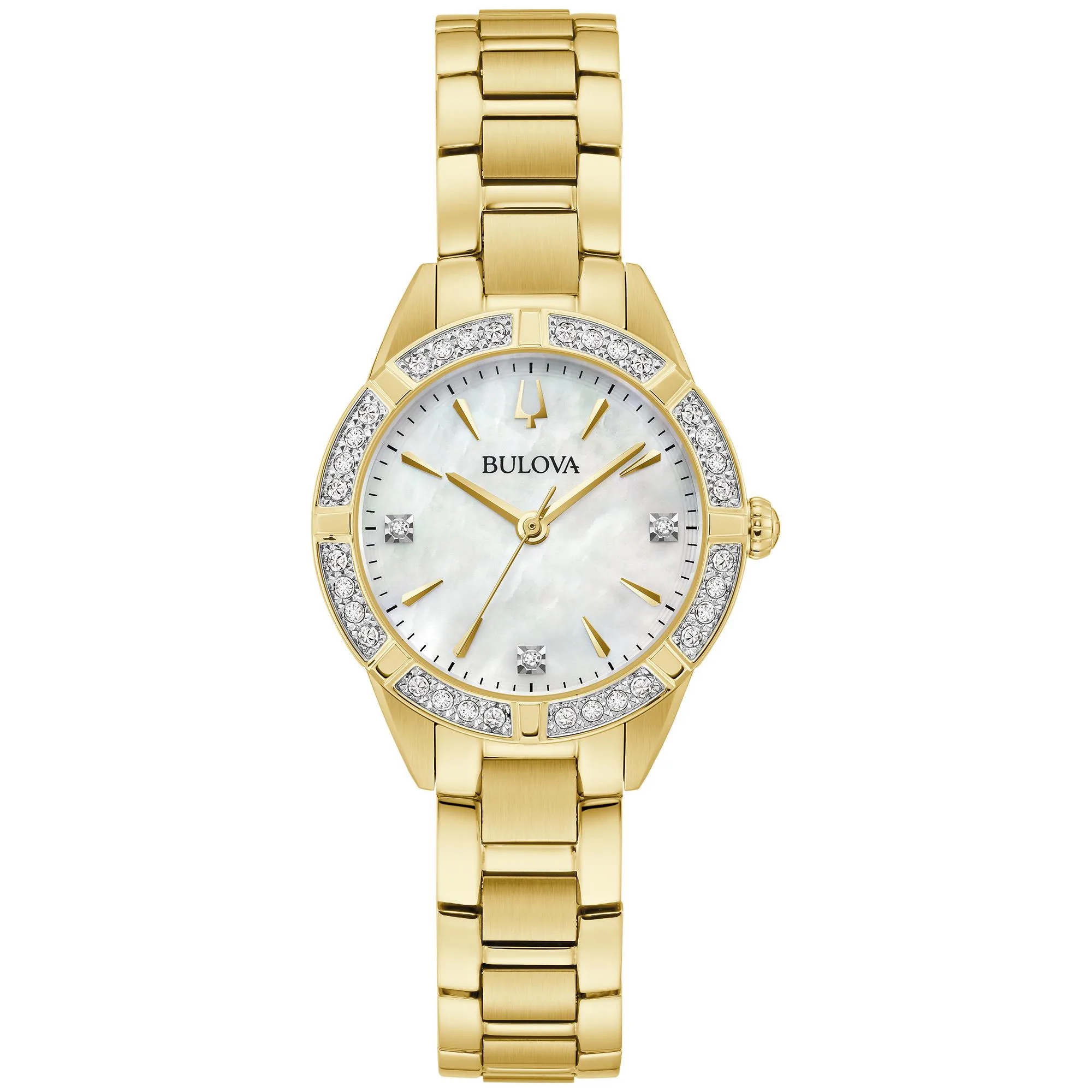 Bulova Watches Ladies' Sutton Stainless Steel Bracelet Watch, White Mop Dial