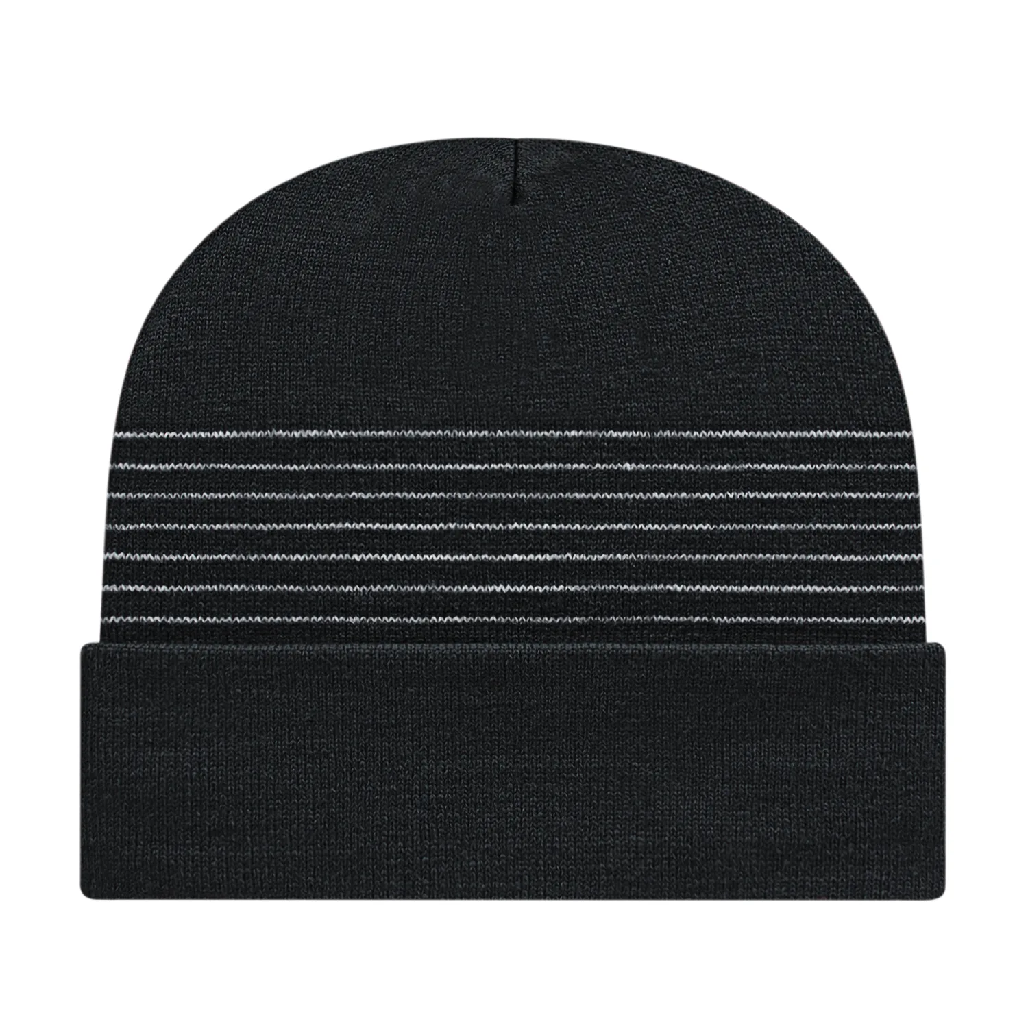 Thin Striped Knit Cap with Cuff view 3
