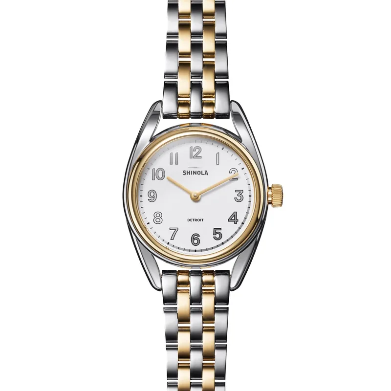 Shinola Ladies' Derby Gold & Silver-Tone Stainless Steel Watch White Dial