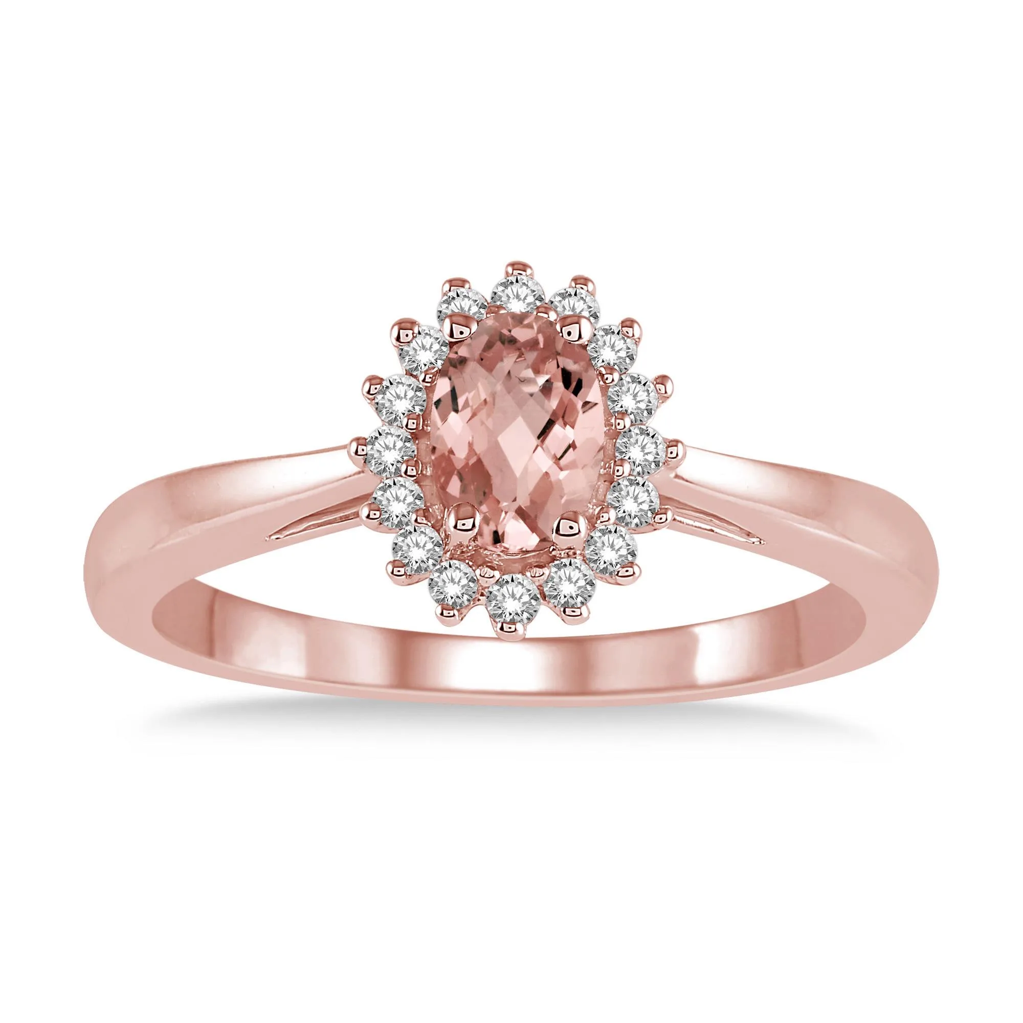 Jilco Inc Oval Morganite And Diamond Ring - Size 7